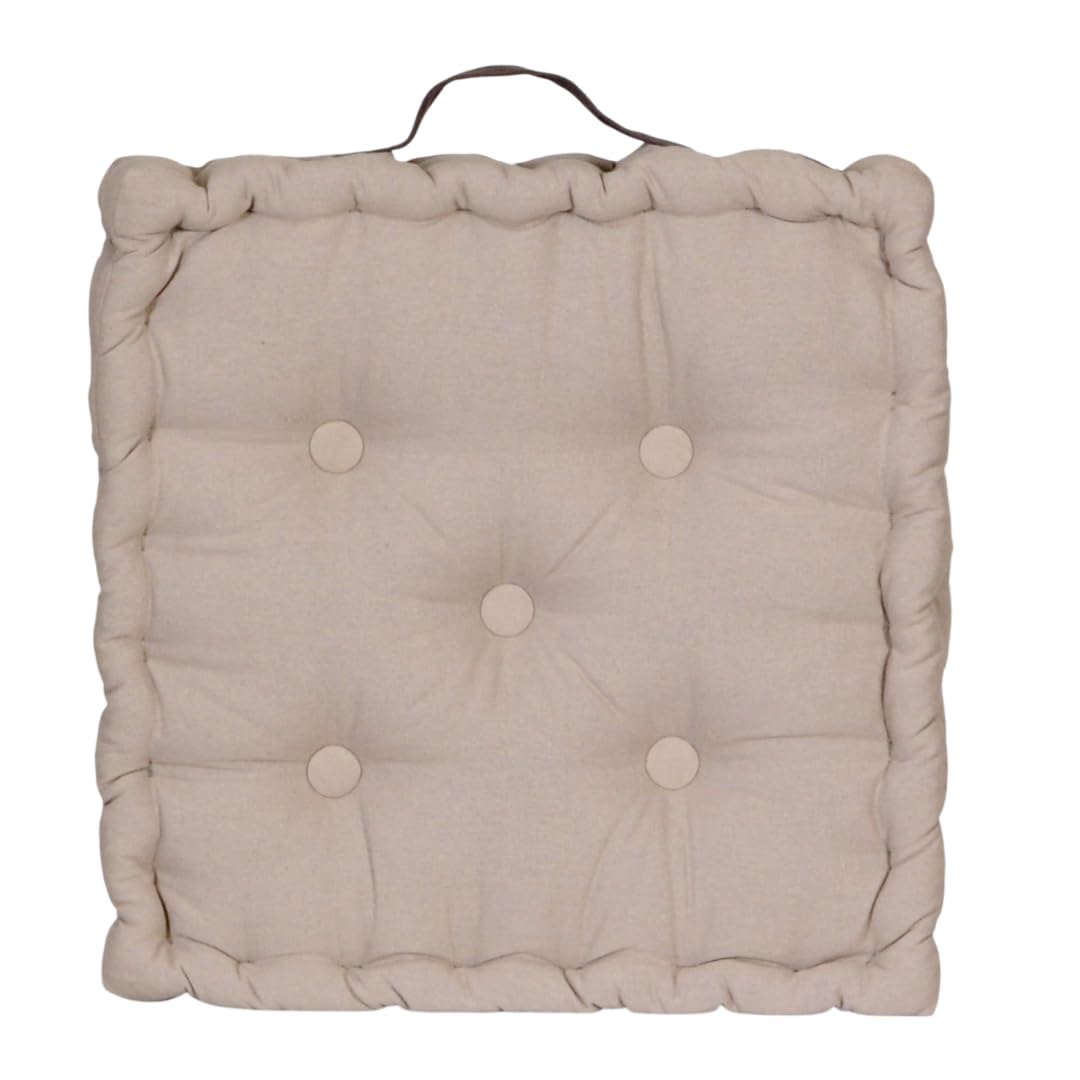 Atout Ciel Lot de 4 Coussins de Sol 40x40cm avec Anse contrastée, Taupe