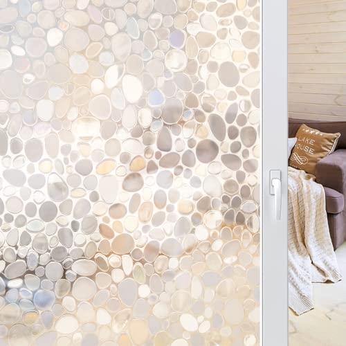 Window Privacy Film 3D Pebble Window Film Stained Glass Window Decals Rainbow Window Clings Removable Window Stickers for Glass Door Bathroom livingroom Office 11.8 x 78.7 Inch