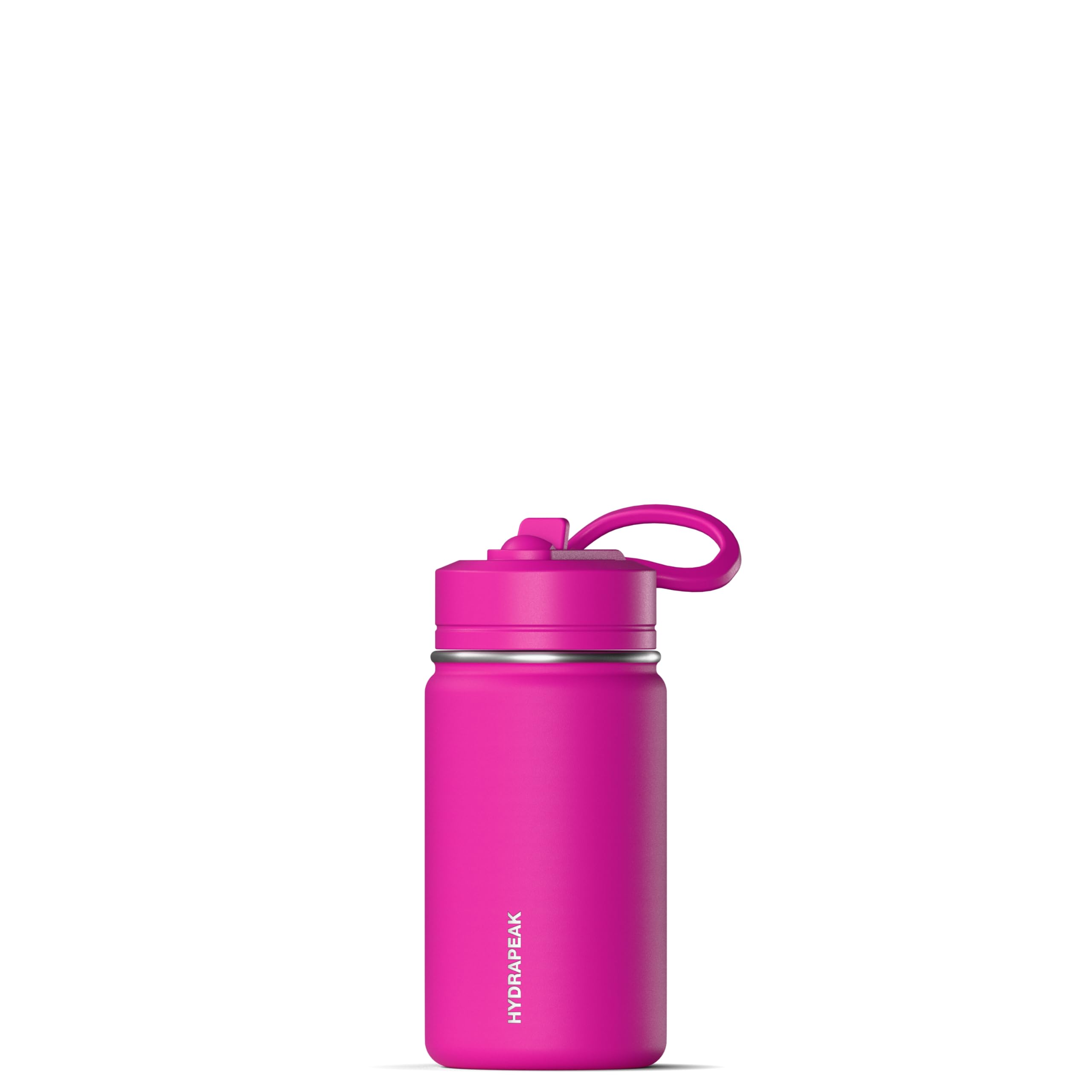 Mini 14oz Water Bottle with Straw Lid, Insulated Water Bottle, Water Bottle Stainless Steel, Water Bottles (Fuchsia)