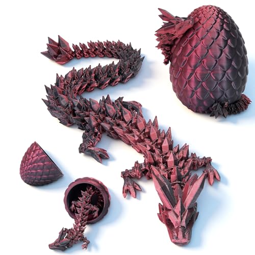 AWH YILCER 3D Printed Mystery Crystal Dragon Egg Fidget Toys Laser Black/Red