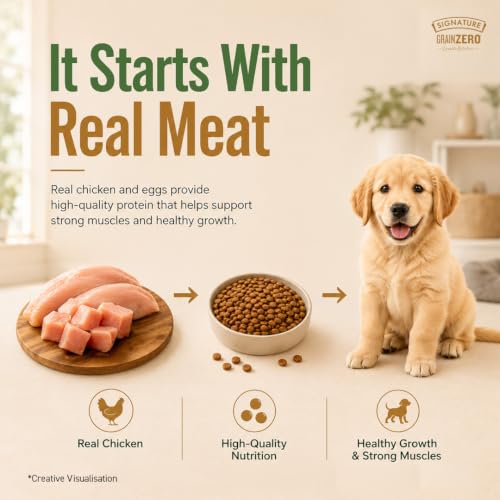 Image of Grain Zero Puppy Dry Dog Food 1.2kg | Real Chicken, Egg & Vegetables | 48% Meat Inclusion, No Grain Formula, Gluten-Free | Promotes Healthy Skin & Coat | All Breeds