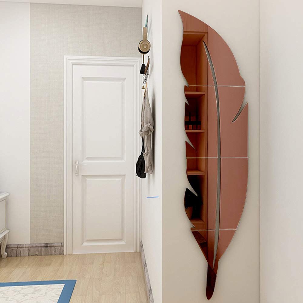 Bikri Kendra - Plume Feather Brown Mirror Stickers for Wall, Wall Mirror Stickers, 3D Acrylic Stickers, Wall Stickers for Hall Room, Living Room Bed Room, Kitchen (B08R8XD2C7) Amazon Price History, Amazon Price Tracker