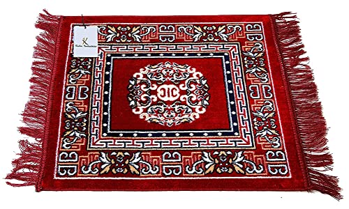 Image of Heart Home CTHH05701 Multipurpose Velvet Rug /Mat /Aasan for Prayer /Pooja /Meditation (Maroon, 2 ft X 2 ft)