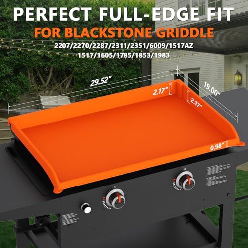 Image of Silicone Griddle Cover for Blackstone - Full Protection Waterproof Griddle Top Cover All Year Round Protective Mat for Black Stone Accessories (28 inch Orange)
