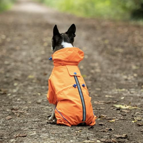 HUGO & HUDSON Reflektierende Jacke für Hunde, Kapuzenoverall, winddichter Wintermantel, Orange, M45