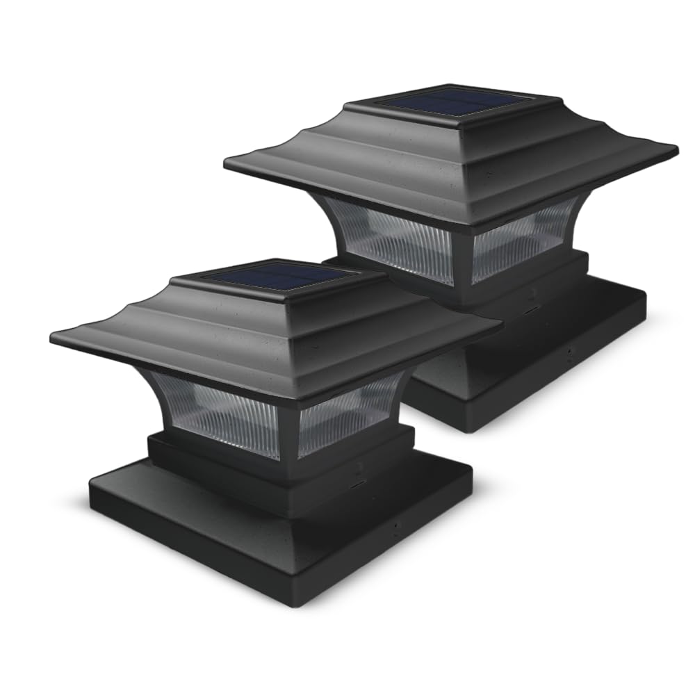 Ceybo Outdoor Solar LED Post Cap Light – Black, 2-Pack
