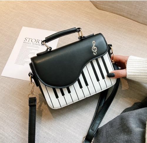 Woman Accordion or piano music notes shoulder bag crossbody tote bag 6