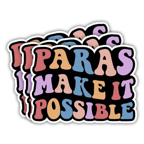 Image of SODAVA (3Pcs, 3in) Paraprofessional Stickers, Waterproof Vinyl Decals for Teacher Assistant Paraeducator SPED Staff Appreciation Gift School Counselor Classroom Supplies