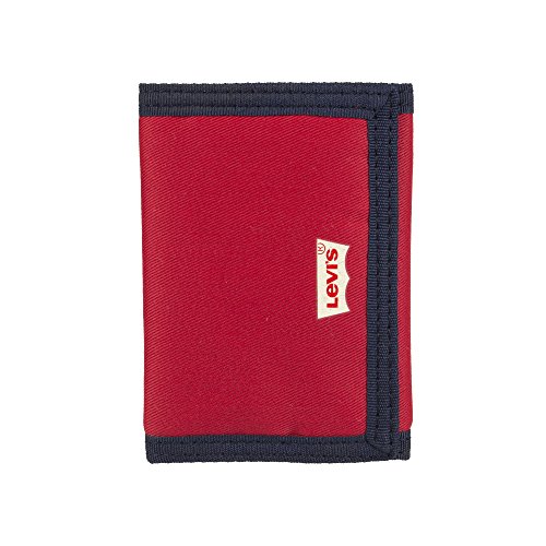 Levi's Men's RFID Security Blocking Nylon Trifold Wallet, red, One Size