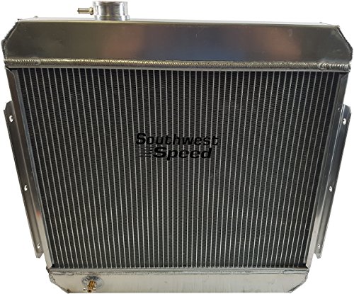New 55-57 Chevy Aluminum Downflow Radiator With Built-In Transmission Cooler, Dual Core 2 Row Tig Welded, 23 1/4" X 22" 1955 1956 1957 Tri-5 Bel Air 150 210 Del Ray #TOP1