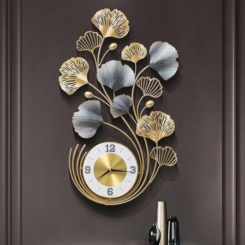 Image of FUNTEREST Metal Silent Watch Wall Hanging Floral Handmade Wall Clock Multicolor Ticking Sound for Bedroom & Office (35X19)