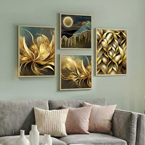 Image of kotart Aesthetic Modern Wall Decor Paintings with Frame for Home Decoration - Painting for Living Room Bedroom - Painting for Wall Decoration Set of 4 (Art 2, Small (10x13 or 10x10 inch))