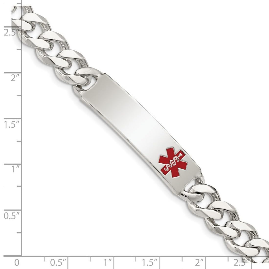 925 Sterling Silber Gravierbarer Karabinerverschluss poliert Medizinische Panzerkette ID Armband Schmuck Geschenke für Frauen - Längenoptionen: 19 22