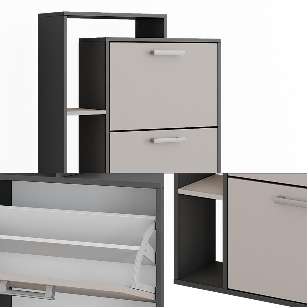 Vicco Scarpiera Orlando, Antracite/grigio, 80 x 166.1 cm con 4 scomparti, per la conservazione e l’organizzazione delle scarpe nell’ingresso