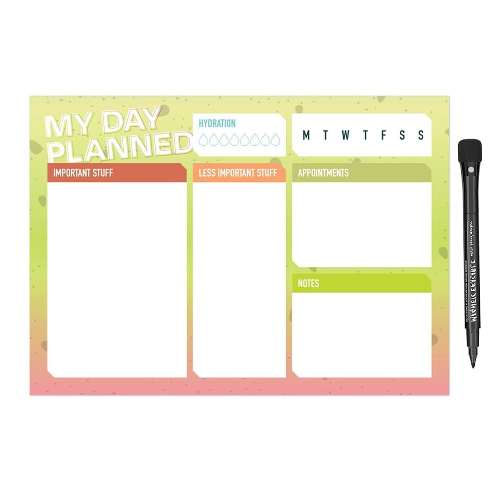 Magnetic To Do List, Daily Planner and Organiser for Fridge, Whiteboard or Office – Get Organised, Reduce Stress, Daily Schedule or Shopping List with My Day Planned Design