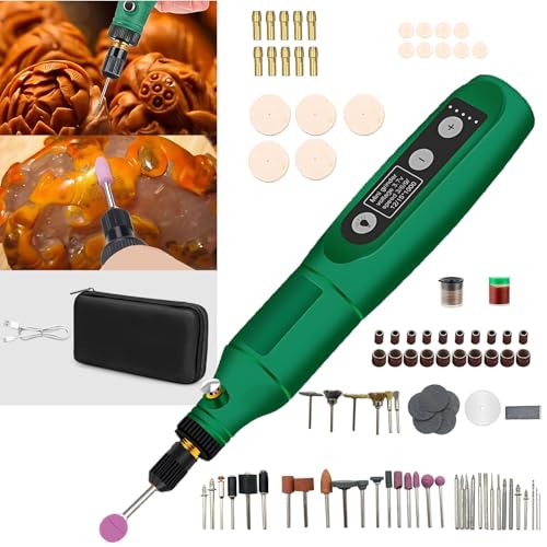 Gluckluz Rotary Tool Kit with 150pcs Accessory Cordless 5 Speed Adjustable Wireless Engraving Carving Power Tool with LED Light for Grinding Sanding Crafting Cutting DIY (USB Charging)