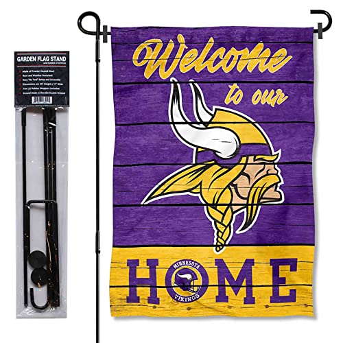 Vikings Welcome to Our Home Garden Flag and Flagpole Mount