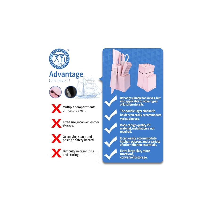 XYJ-Authentic-Since-1986Knife-Block-SetKitchen-Knives-Set-With-Holder-StandStainless-Steel-Japanese-Chef-Knife-SetParing-Bread-Carving-Slicing-KnifeSteak-Knives XYJ Authentic Since 1986,Knife Block Set,Kitchen Knives Set With Holder Stand,Stainless Steel Japanese Chef Knife Set,Paring Bread Carving Slicing Knife,Steak Knives