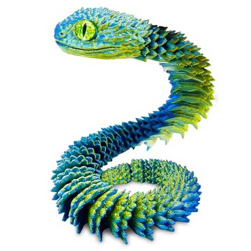 Yeefunjoy 3D Printed Snake, Articular Mobility 3D Printed Animal Fidget Toy Multi-Jointed Activity Model for Home and Office Decoration Executive Desk Bookshelf Toys Adult Kids Gifts for Stress Relief