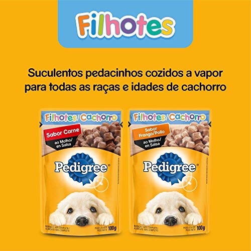 Kit Ração Úmida Pedigree Sachê Carne ao Molho para Cães Filhotes 36x100g