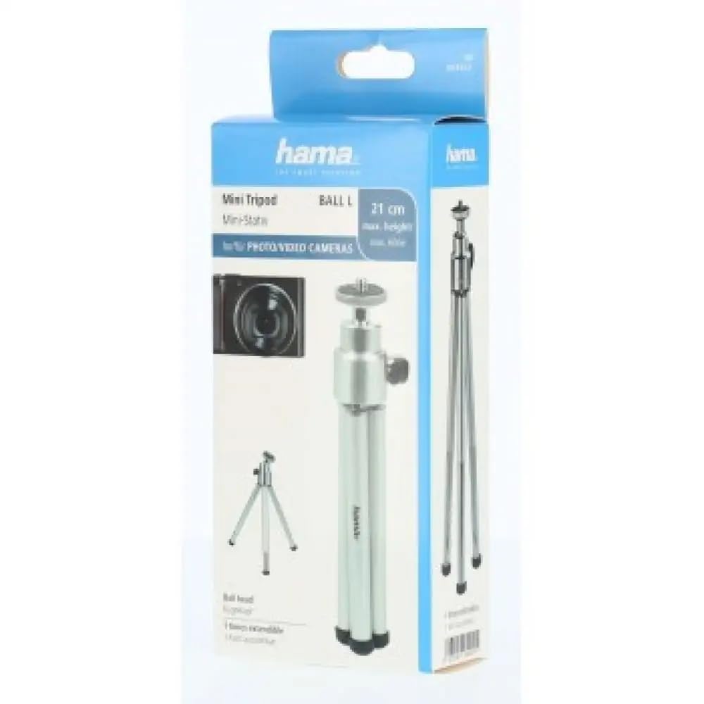 Hama Mini treppiede con testa a sfera 3D per cellulare, fotocamera o action cam, mini treppiede in metallo - argento