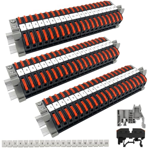 60 Pièces Bornier Electrique Rail Din, Bornier Electronique Terre, Connecteur Electrique Rapide, Borne de Connexion électrique, Borne de Connexion...