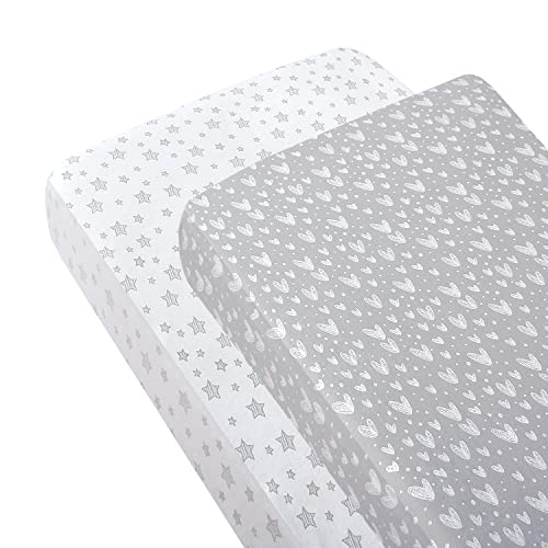 SPRINGSPIRIT Cot Sheets 120x60cm Fitted 2 Pack, 100% Cotton Travel Cot Sheets, Ultra Soft & Breathable