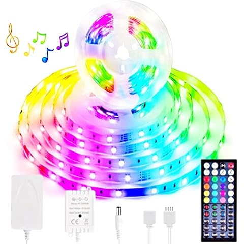 12M LED Strip Lights, that sync with music Flexible Color Changing LED Smart Strip Lights , 5050 SMD RGB 12V Tape with 44 Key Remote Led Strip Lights for Bedroom, Kitchen, Room, Bar, Party, etc Cover
