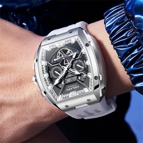 Image of OLEVS Luxury Watches for Men Black Mechanical Wrist Watch Self Winding Automatic Tourbillon Watches Skeleton Waterproof Mens Wrist Watch
