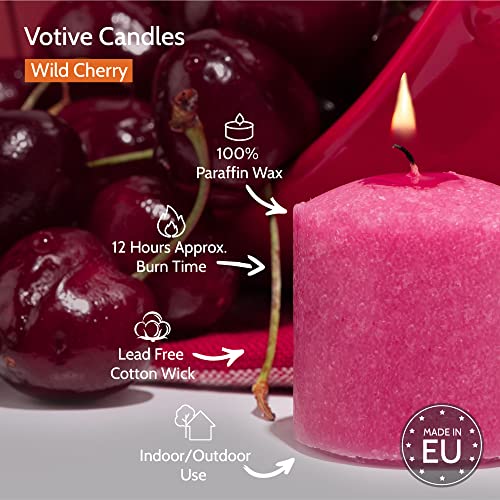 Image of HYOOLA Scented Votive Candles - Wildcherry Votive Candles -12 Hour Burn Time - 9 Pack - European Made