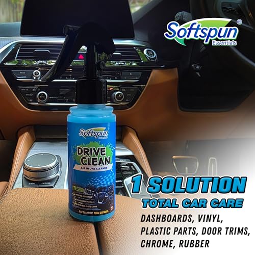 Image of SOFTSPUN Essentials Car Clean & Wash Starter Kit - Made for Cars and Motorcycles 5 Piece Kit, Total 500ml, combined (Shampoo, Windshield Washer, Tyre Polish, Multi-Purpose Cleaner, 1 Foam)