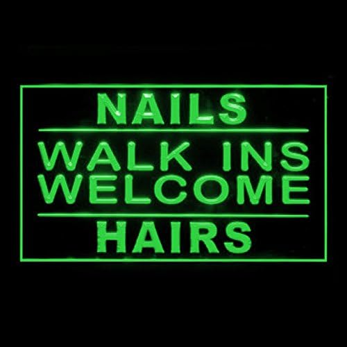 160130 Nails Walk In Welcome Manicure Hair Salon Display LED Light Neon Sign