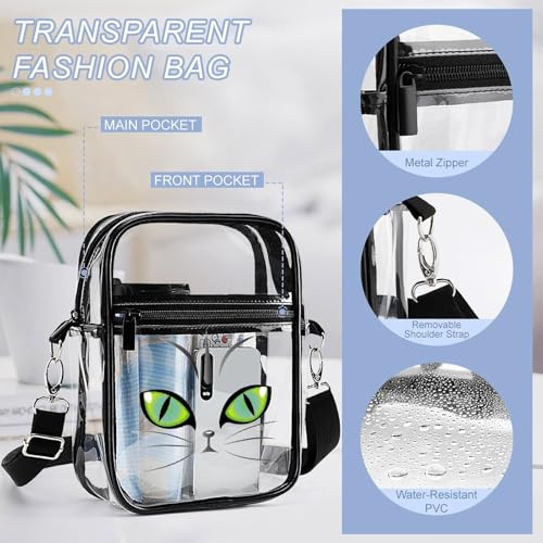 Green Cat Eyes Clear Crossbody Bag Stadium Bag Adjustable Side Shoulder Bags Messenger Bag with 2 Compartments4
