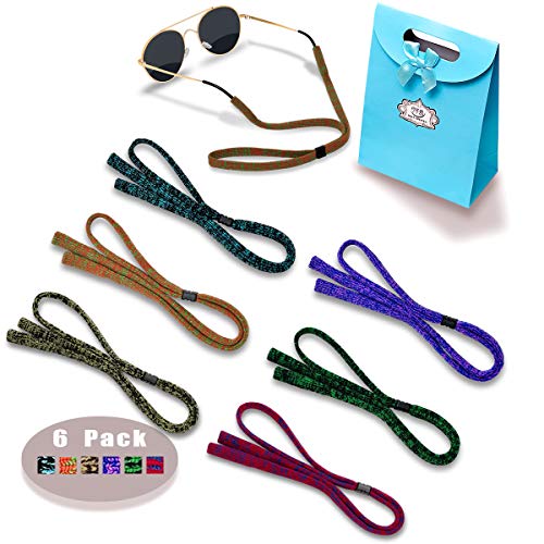 Glasses Strap (Pack of 6) Glasses Holder, Soft Elastic Nylon Sunglass Strap for Men Women