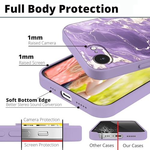 Coque silicone iPhone 16e effet marbre violet texture soft-touch premium - 4
