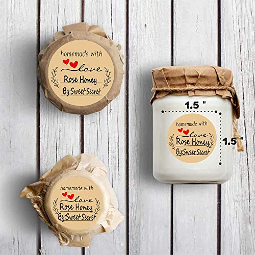 Salemar Homemade With Love Stickers 500Pcs, 1.5 Inch Brown Kraft Label Stickers For Canning Bottles, Storage Bins, Food, Jars, Gift Tags, Homemade Products, Price Tags #TOP3