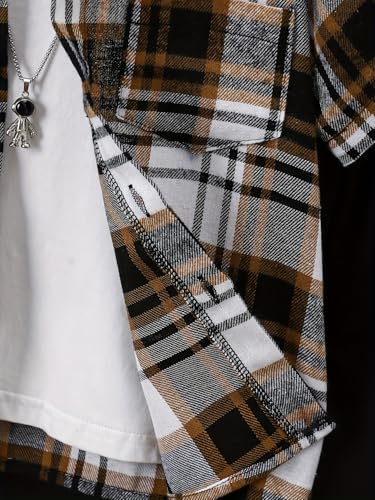 Image of Boys 2 Pieces Clothing Shorts Set Short Sleeve Plaid Button Down Shirt and Cargo Shorts Set 4-12Y