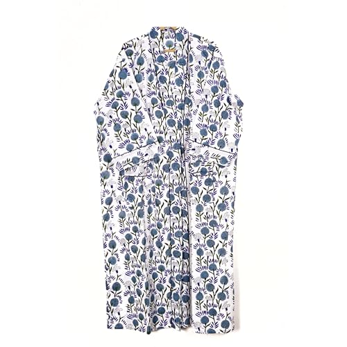 Image of Pure 100% Cotton Robe For Womens Bathrobe Dressing Gown Long sleepwear Free Size Kimono