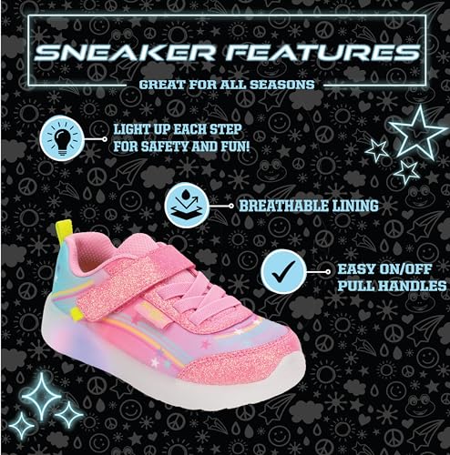 Western Chief Kids Lighted Flash Feet Sneakers – Breathable Mesh Shoes with Flashing Lights, Adjustable Strap, and PVC Outsole for Active Boys and Girls2