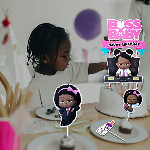 6 Pcs Cartoon Cake Toppers And Cupcake Toppers For Black Girls - Theme Birthday Cake Decorations Party Supplies #TOP6