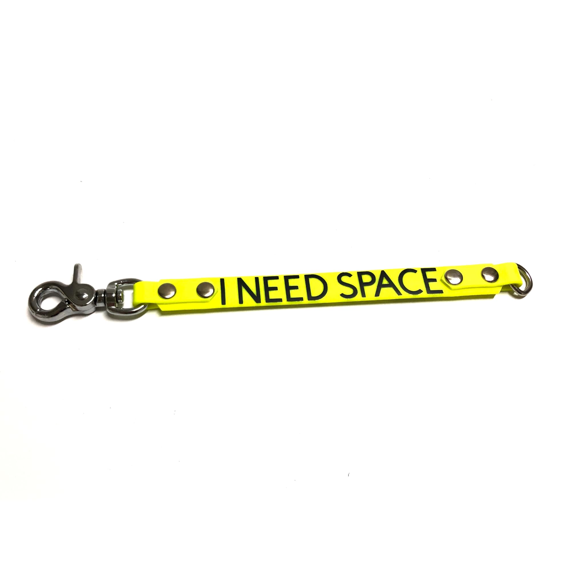 Hundeleine Adapter mit Beschriftung Abstand Halten, 2,5cm breit und Individuell Anpassbar, mit Karabiner, Sicherheitszubehör für Hunde