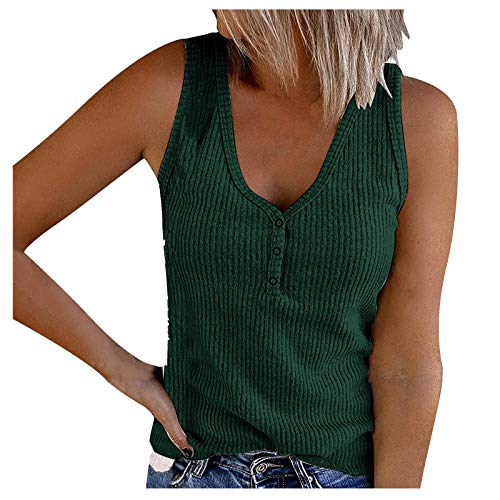 Tank Tops for Women's V-Neck Undershirt Sleeveless Button-Down Casual Undershirt Shirt T-Shirt Casual Loose Blouses