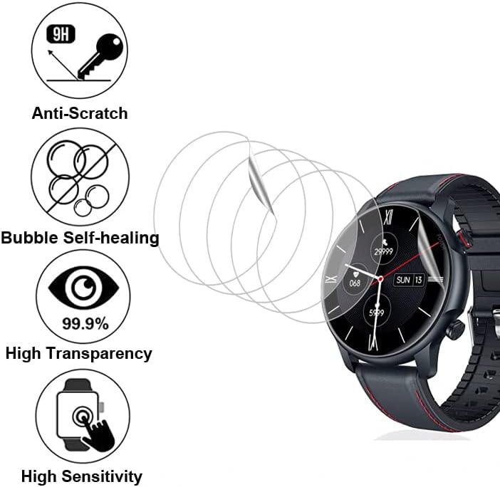 Miniatura 3 de Protector de pantalla suave para reloj inteligente C18 de 1.32 pulgadas, compatible con MINGWEAR, WEYBON, NIIZERO, Motsfit C18 Smartwatch, paquete