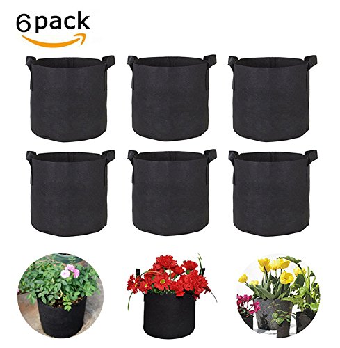 6 Pack 7 Gallon Reusable Fabric Pot Plant Root planter Container Grow Bag planter