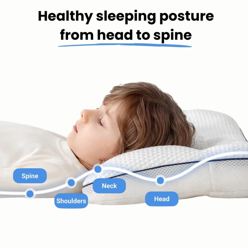 MEIION Felanis Lunora – Ergonomic Kids' Pillow für Wirbelsäulenfreundlichkeit, mehr Komfort und erholsamen Schlaf,Segmentierte Höhe, atmungsaktiv