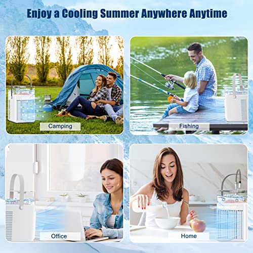 Mini Air Conditioner, 4 In 1 Portable Air Cooler, 3 Speeds Evaporative Air Cooler, Desk Air Conditioner For Room Car Office Camping, Cordless Ac Desktop Spray Fan, Desktop Cooling Fan #TOP5