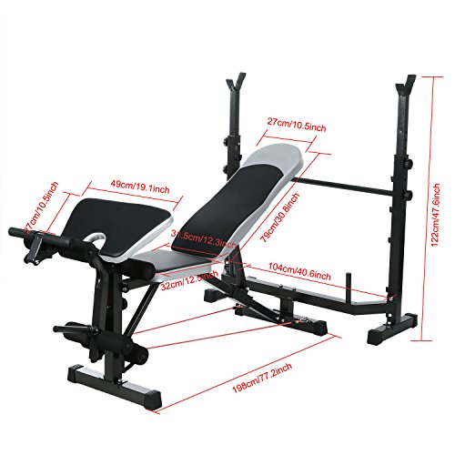 Jaketen Professional Olympic Weight Bench - Adjustable Multi-Functional Workout Ab Bench Set With Preacher Curl, Leg Developer For Indoor/Home Exercise Fitness (Black) #TOP4