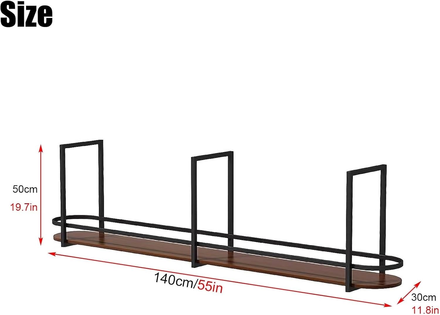 Ceiling Hanging Wine Rack - Ceiling Shelf, Metal Floating Shelves Wall Mounted Wine Glass Holder Hanging Decor Storage Rack with Stemware Holder, for Bar, Cafe(B,140X30X50CM)