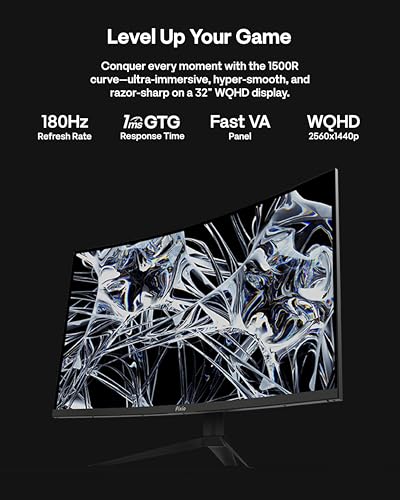 Image of Pixio Two PXC328 32 inch Curved 180Hz Refresh Rate QHD 1440p Resolution Fast VA Panel 1ms GTG Response Time Gaming Monitor with PS2S Ultrawide Heavy-Duty Premium Single Monitor Arm