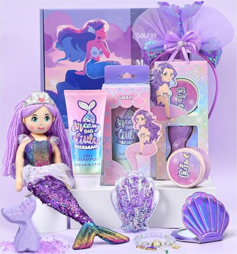 Regalo Niñas 3 4 5 6 7 8 9 10 Años, Juguete de Sirena Niñas Muñeca de Trapo/Diadema...